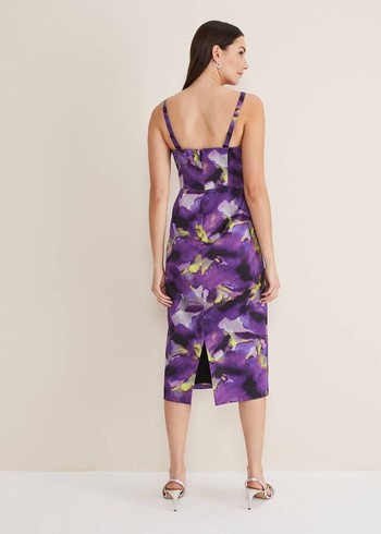 Phase Eight Adelita Abstract Print Dress Purple/Multicolor USA | 3826790-CS